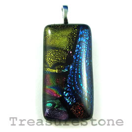 Pendant, dichroic glass, 20x39mm rectangle. Sold individually.