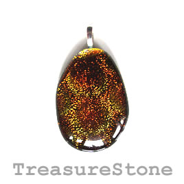 Pendant, dichroic glass, 29x42mm. Sold individually.
