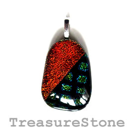 Pendant, dichroic glass, 23x33mm. Sold individually.