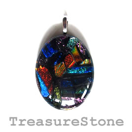 Pendant, dichroic glass, 30x40mm. Sold individually.