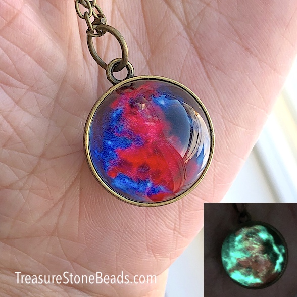 Necklace, galaxy northern light 2, 19" chain,glow in the dark.Ea