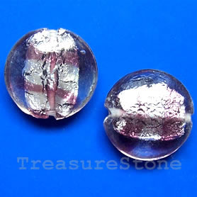 Bead, lampworked glass, 19x8mm puffed round. pkg of 5.
