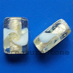 Bead, lampworked glass,11x18x8mm rectangle. Pkg of 4