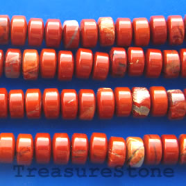 Bead, red jasper, 6x9mm disc. 16-inch strand.