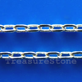 Chain, brass, rhodium-plated, 1x2mm. Sold per pkg of 1 meter.