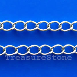 Chain, brass, rhodium-plated, 3x3.5mm. Sold per pkg of 1 meter.