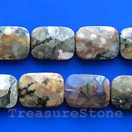 Bead, rhyolite, 15x20mm faceted rectangle. Sold pkg of 20.