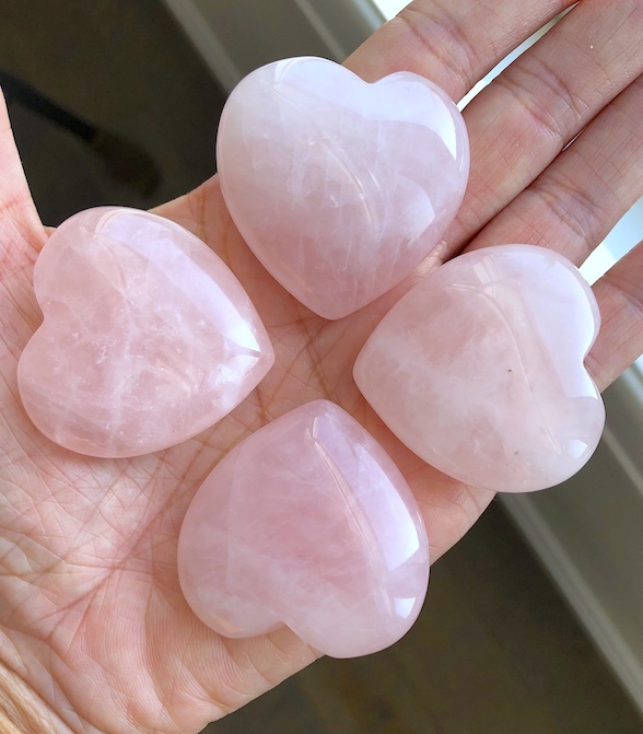 Rose quartz heart, 40mm, NO HOLE. each