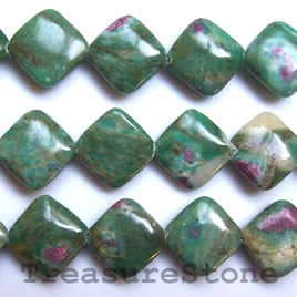 Bead, ruby zoisite, 18mm flat diamond. 15.5-inch, 25pcs