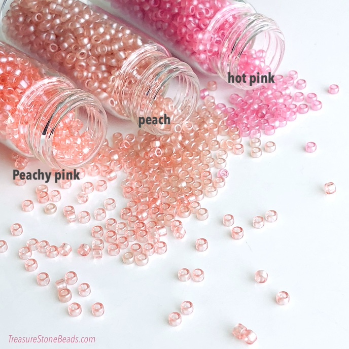 Seed bead, glass, hot pink, 2.5x1.6mm tube. 15g