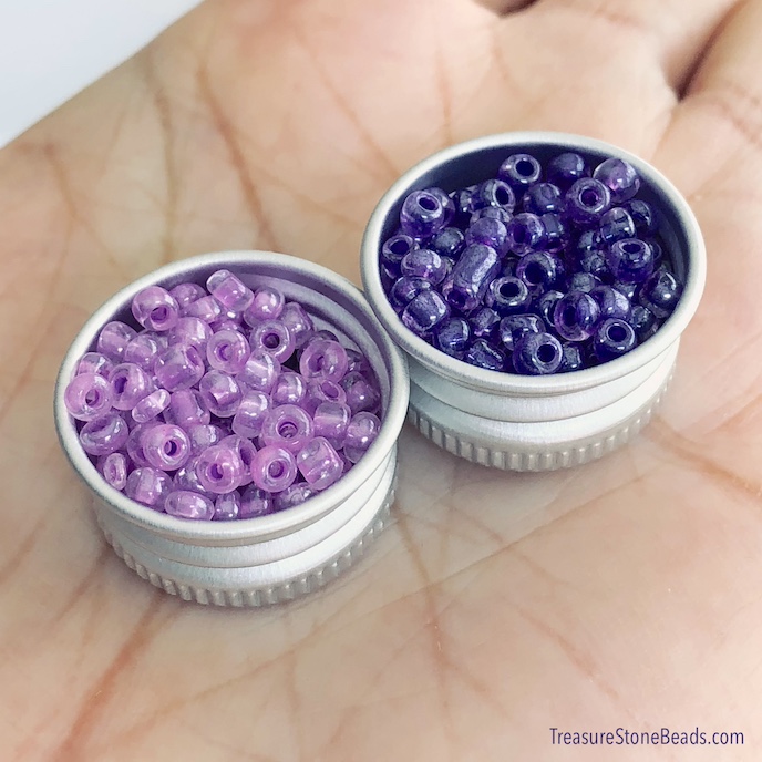 Bead, glass, dark purple, #8, 3mm round. 15-gram, about 450pcs.