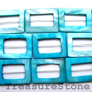 Bead, shell, MOP, blue(dyed), 20x30/10x20mm rectangle. 16-inch - Click Image to Close