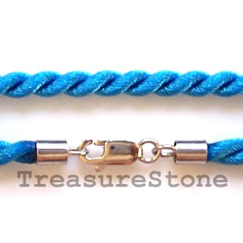 Cord, silk w sterling silver clasp, connector, turquoise,18 inch