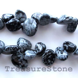 Bead, snowflake obsidain, 13x15mm top-drilled. 15.5-inch strand.