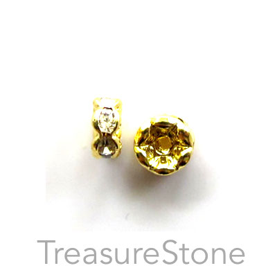 A wholesale, Spacer bead, gold plated, clear, 8mm round. 100pcs