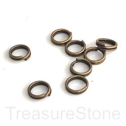 Split ring, brass-coloured, 6mm round. Pkg of 100.