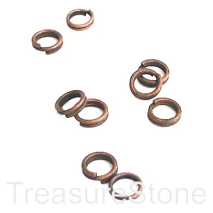 Split ring, copper-coloured, 5mm round. Pkg of 100.