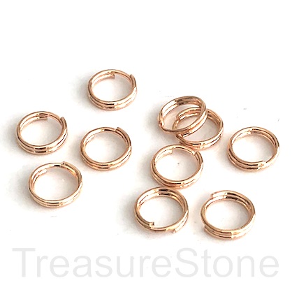 Split ring, steel, gold-coloured, 6mm round. Pkg of 100.