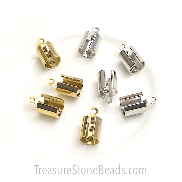 Cord end, 7.5x8mm, for 5-5.5mm thick cord, Stainless steel.10pcs