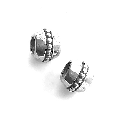 Bead, stainless steel, 8x9mm drum 2, large hole, 5mm. Each