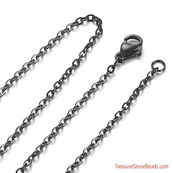 Chain, stainless steel, black plated, 2mm. 17". each