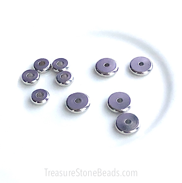 Bead, stainless steel, 8x2mm disc, heishi, hole:1.5mm. 8pcs