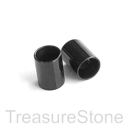 Bead, stainless steel, black, 7x10mm tube, large hole, 6mm. Each