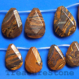 Bead, tiger iron, 22x32mm faceted flat teardrop. 16-inch strand.
