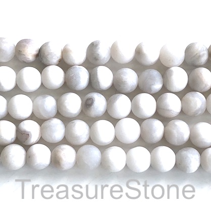 Bead,white crazy lace agate,matte,frosted,10mm round.15 inch,38