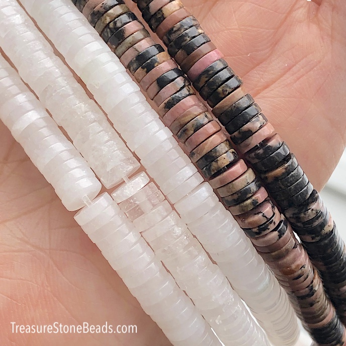 Bead, rhodonite with black line, 6x1.6mm disc. 15-inch, 166pcs