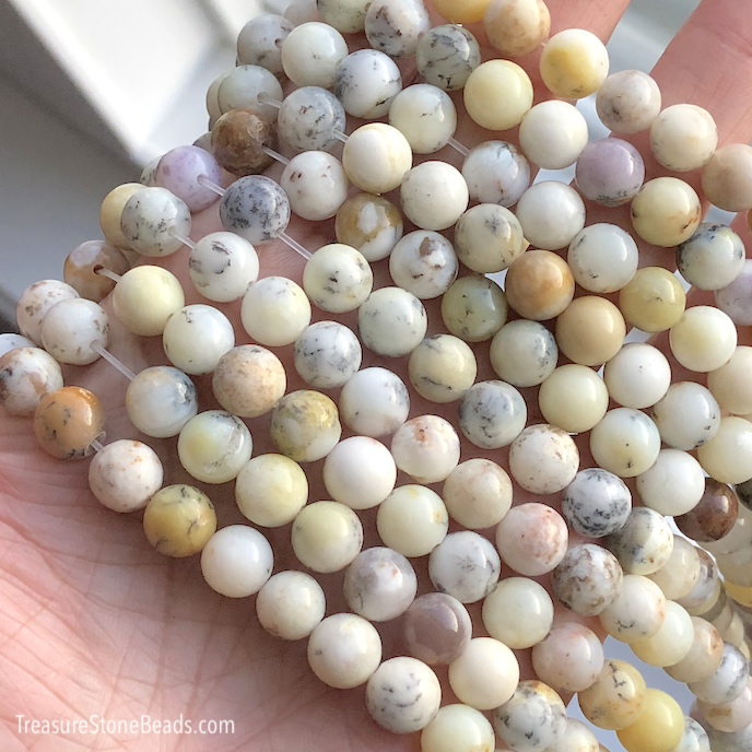 Bead, white opal, Round, 8mm. 15 inch, 47pcs