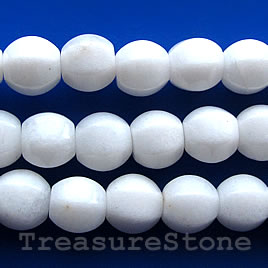 Bead, white stone, 10x12mm 6-sided lantern. 15.5-inch strand.