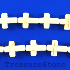 Bead, white turquoise, 12x17mm cross. 15.5-inch