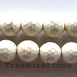 Bead,white turquoise,10mm faceted round.Sold per 15.5inch strand