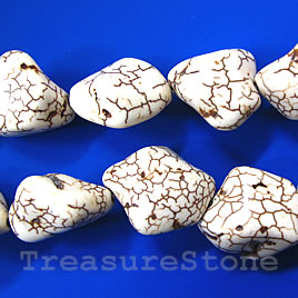 Bead,white turquoise,nugget,about 14mm.Sold per 15.5 inch strand