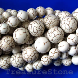 Bead,white turquoise,12mm round.Sold per 15.5inch strand