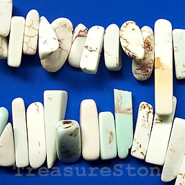 Bead, white turquoise top_drilled Sticks - Grade B 30mm